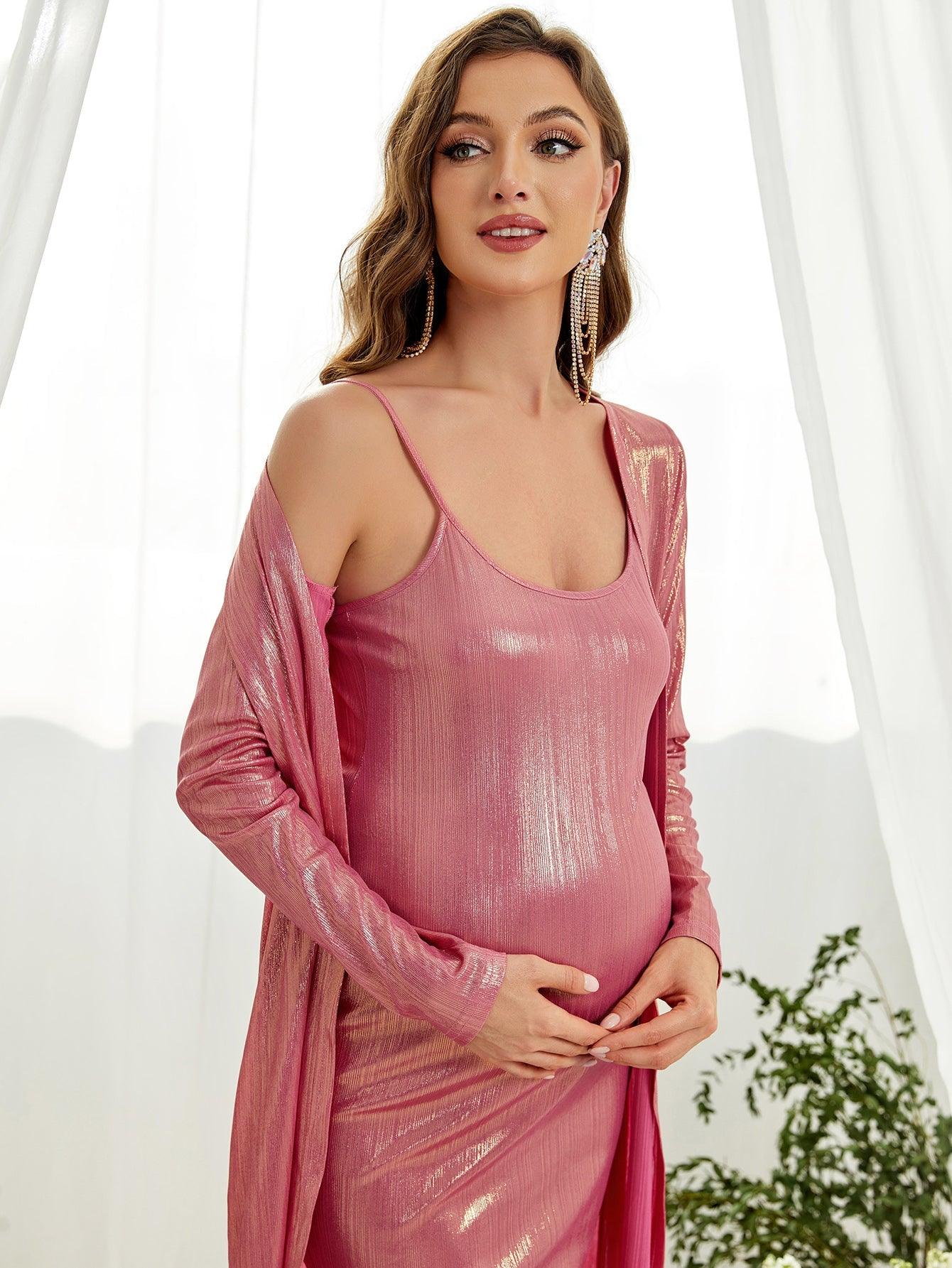 Maternity Metallic Two Pieces Set - Elonnashop