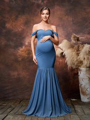 Maternity Off Shoulder Mermaid Hem Evening Dress